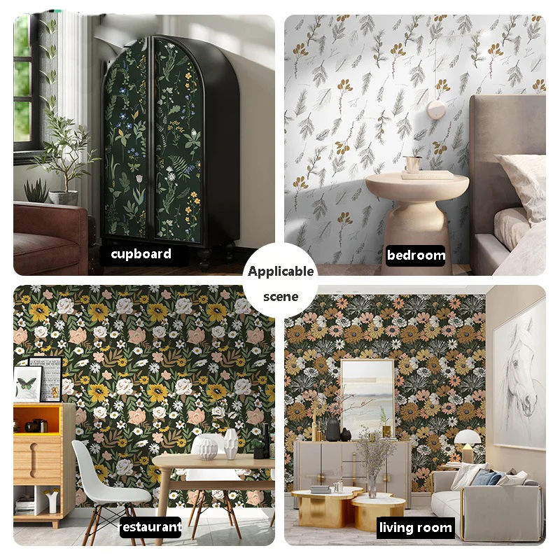 UDK Flower Self-adhesive Wallpaper PVC Waterproof And Moisture-proof Bedroom Background Decoration Renovation Wall Sticker