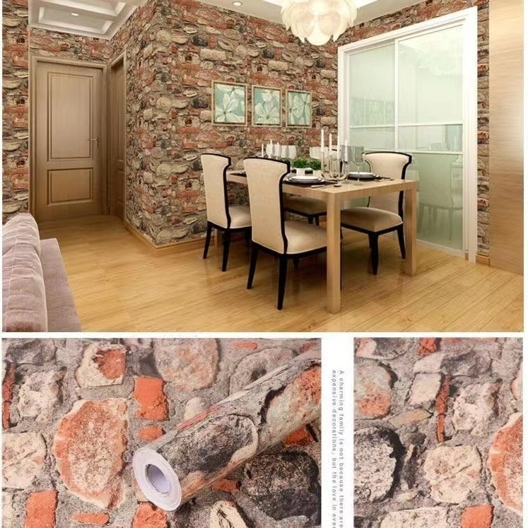 3D Brick Peel and Stick Wallpaper Self Adhesive PVC wall paper for home decoration Factory Supplier