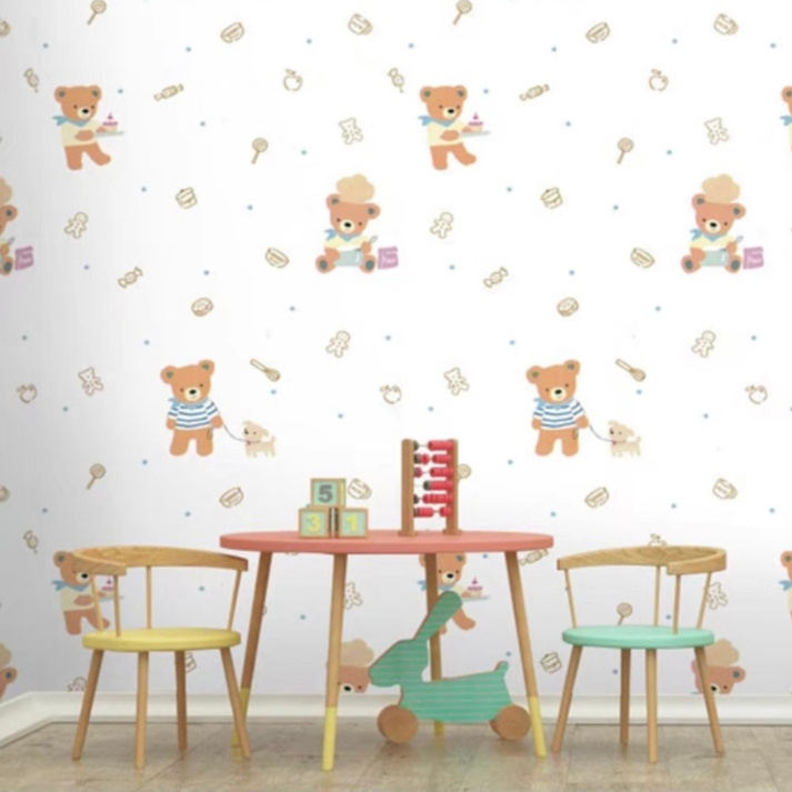 animal kids cartoon wallpaper Self Adhesive DIY room decoration children boys and girl cute home bedroom sticker