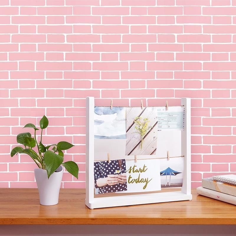 UDK Vinyl 3D Pink Bricks Pattern Modern wallpaper Peel & Stick Wall paper For Apartment Hotel Wall & Furniture Decoration