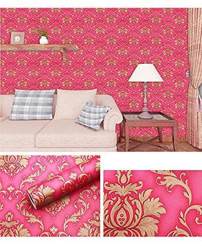 UDK Italian Classic Red Adhesive Wallpaper Retro Design Luxury PVC Wall Paper Heavy Damask Wallpaper