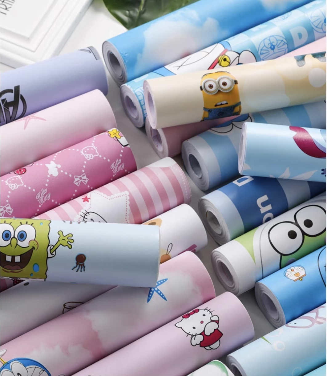 kids wallpaper cartoon Peel and Stick animal/graphic/car themed wall paper for children room bedroom home decoration