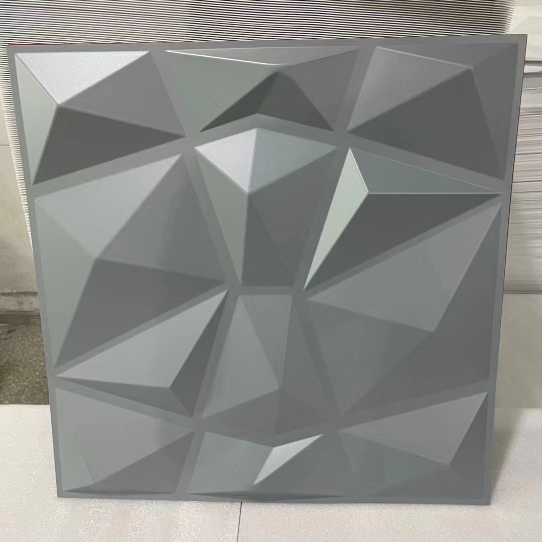 UDK Factory Price 2024 3d diamond design wall panel PVC black/white interior decorative wall covering panels