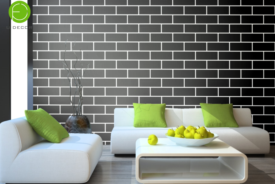 UDK PVC 45cm Black Brick Self Adhesive Wallpaper peel and stick wall sticker for wall & furniture decoration