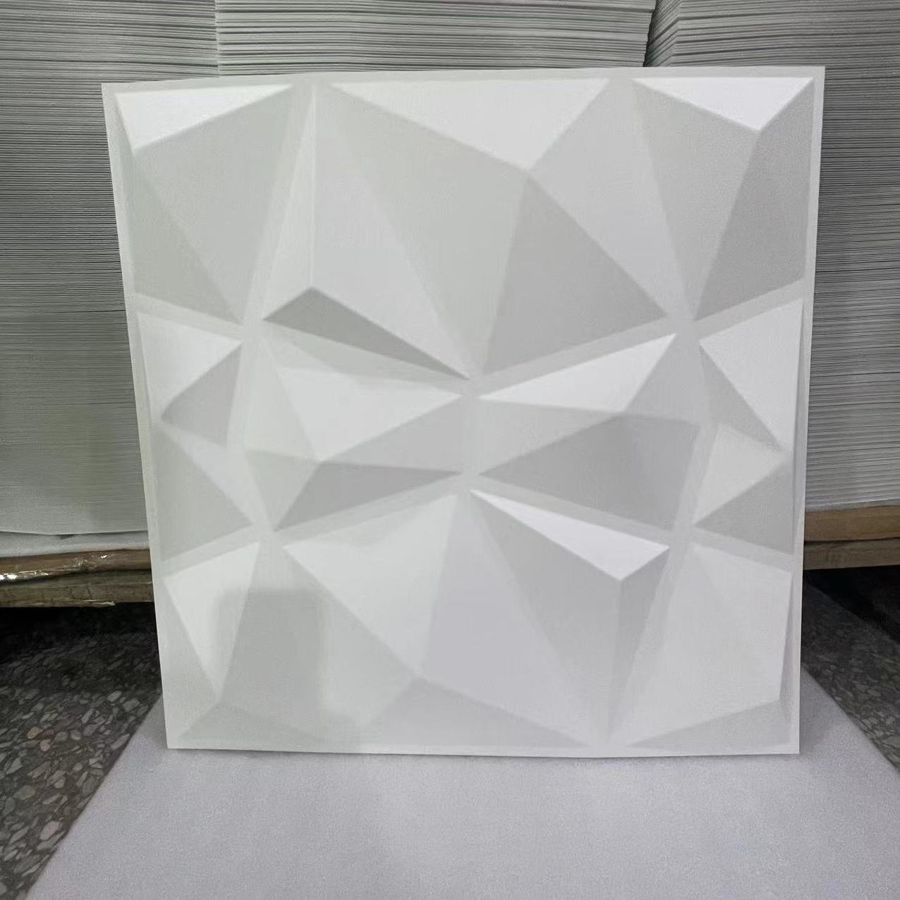 UDK Factory Price 2024 3d diamond design wall panel PVC black/white interior decorative wall covering panels