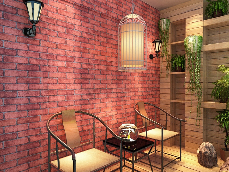 High Quality 3D Cement Red bricks Pattern PVC Waterproof wallpaper Peel & Stick Wall paper For Apartment Hotel Decoration