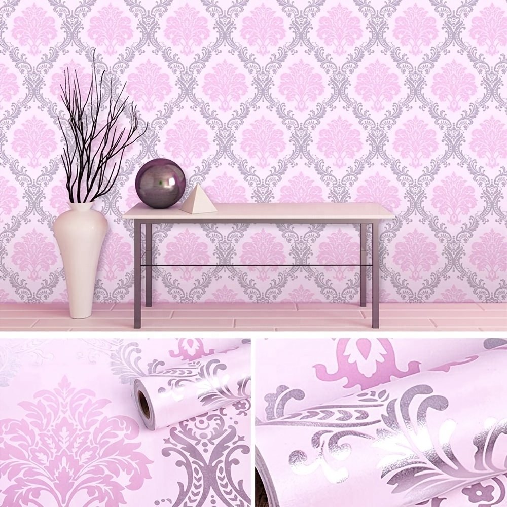 3d Wall Paper Pvc Adhesive Flower Designs Wallpaper Sticker Girls Room Floral for Kids Bedroom Decoration Pink & White Modern