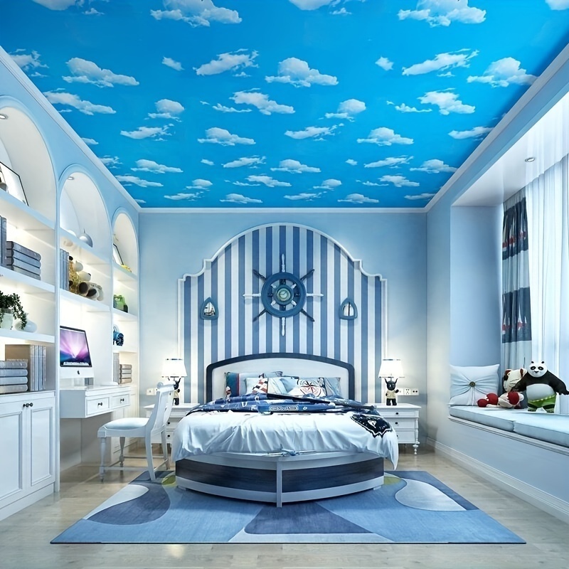 3D Blue Sky White Cloud Wallpaper Papel pintado de cielo azul y nubes blancas Wall Murals Removable Wallpaper