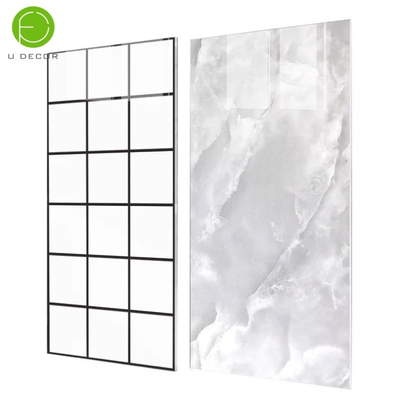 2023 UDK Bathroom Decor 3D Marble Tile Self Adhesive PVC Wall Sticker wallpaper wall paper Peel And Stick Wall Tiles sticker