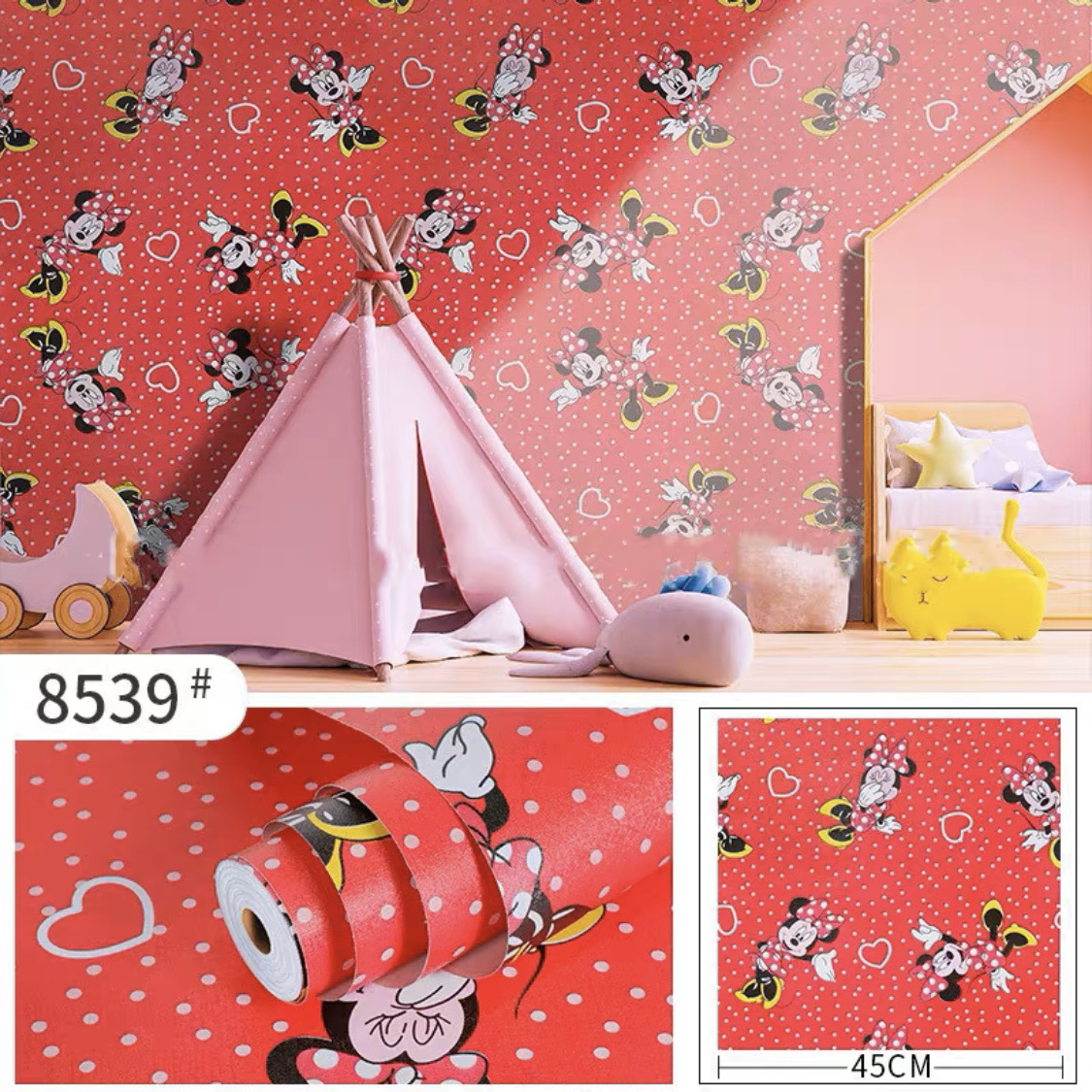 kids wallpaper cartoon Peel and Stick animal/graphic/car themed wall paper for children room bedroom home decoration