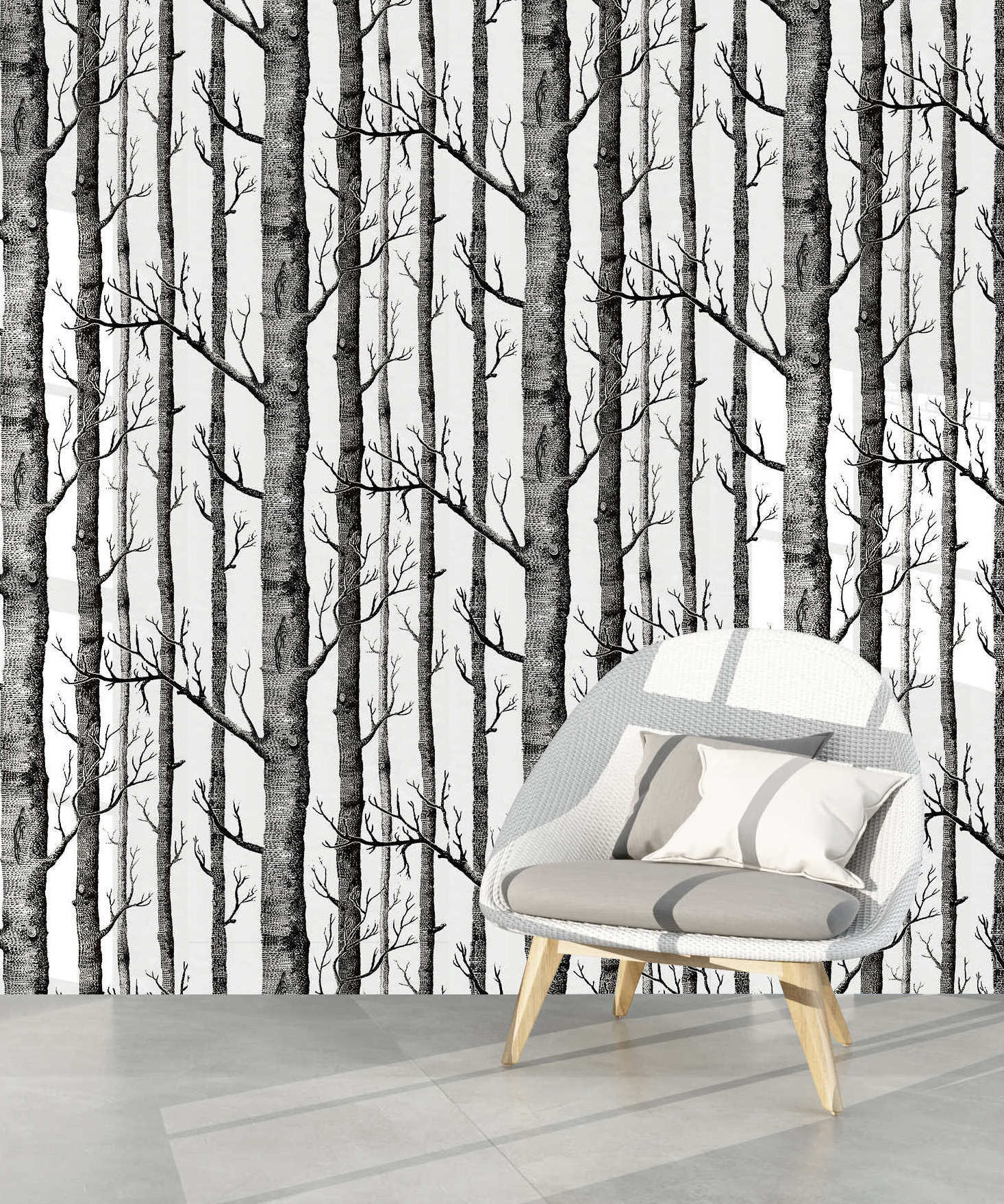 UDK Birch Tree Peel And Stick Wallpaper Self Adhesive Black And White Wood Sticker For Study Background Wall Home Decoration