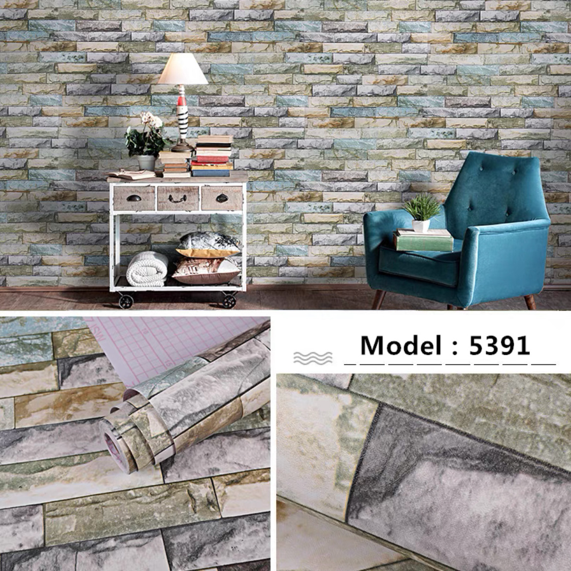 UDK brick wallpaper peel and stick 3D textured vinyl self adhesive wall paper roll for living room 45cmx10m