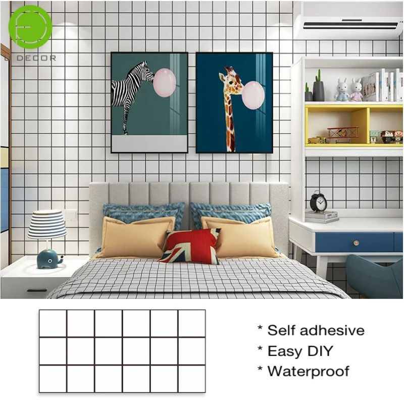 2023 UDK Bathroom Decor 3D Marble Tile Self Adhesive PVC Wall Sticker wallpaper wall paper Peel And Stick Wall Tiles sticker