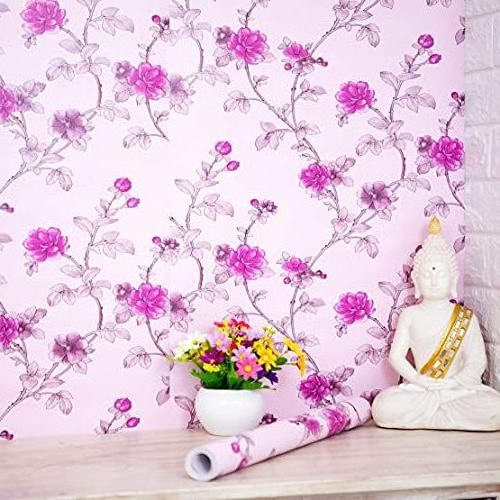 UDK Vinyl Material Luxury Design Red Rose Pattern Home Wall Paper Sticker Waterproof Peel & Stick wallpaper