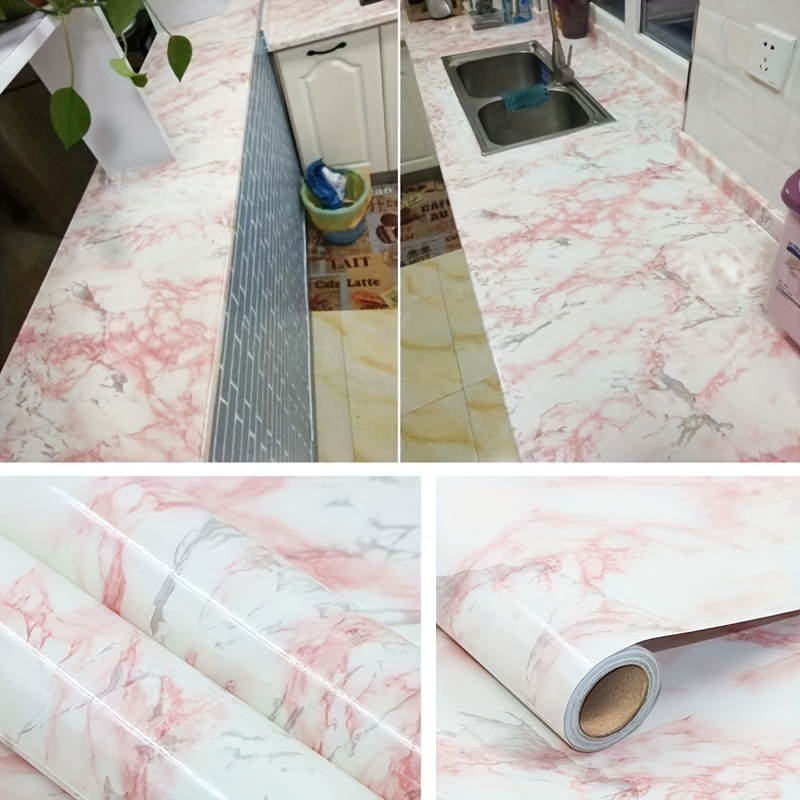 small size pink marble wallpaper with glue Papel pintado de marmol rosa de pequeno tamano for home countertop decor