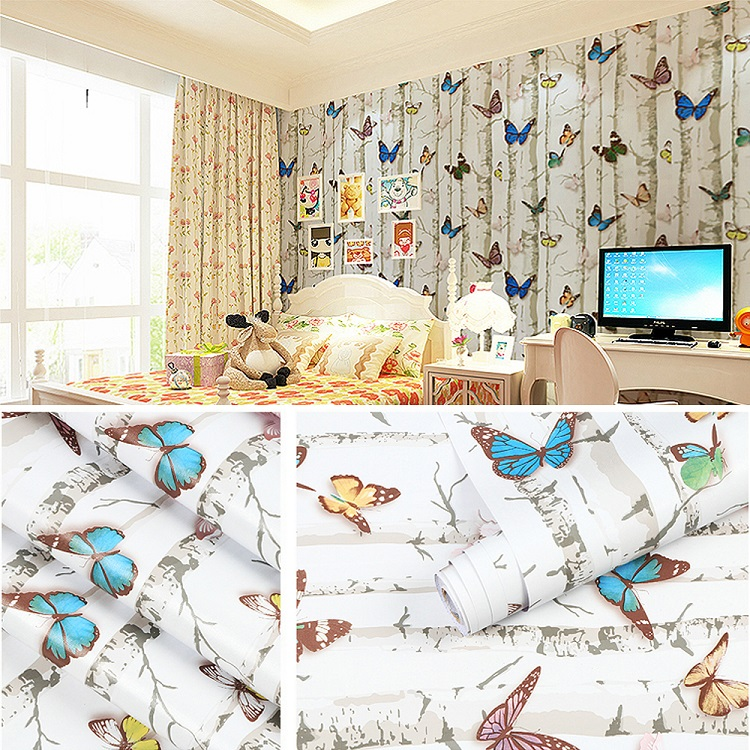 UDK Customized Colorful Butterflies Pattern Self-adhesive Wallpaper Peel And Stick Household Wall And Furniture Decoration