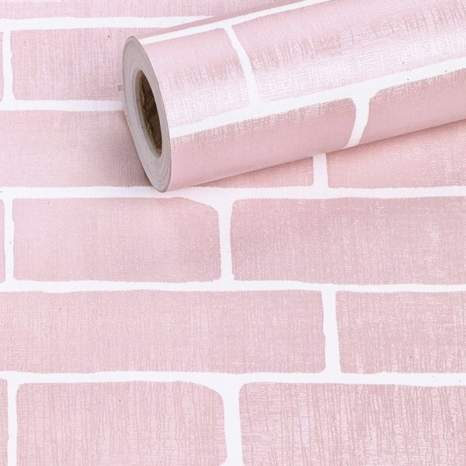 UDK Vinyl 3D Pink Bricks Pattern Modern wallpaper Peel & Stick Wall paper For Apartment Hotel Wall & Furniture Decoration