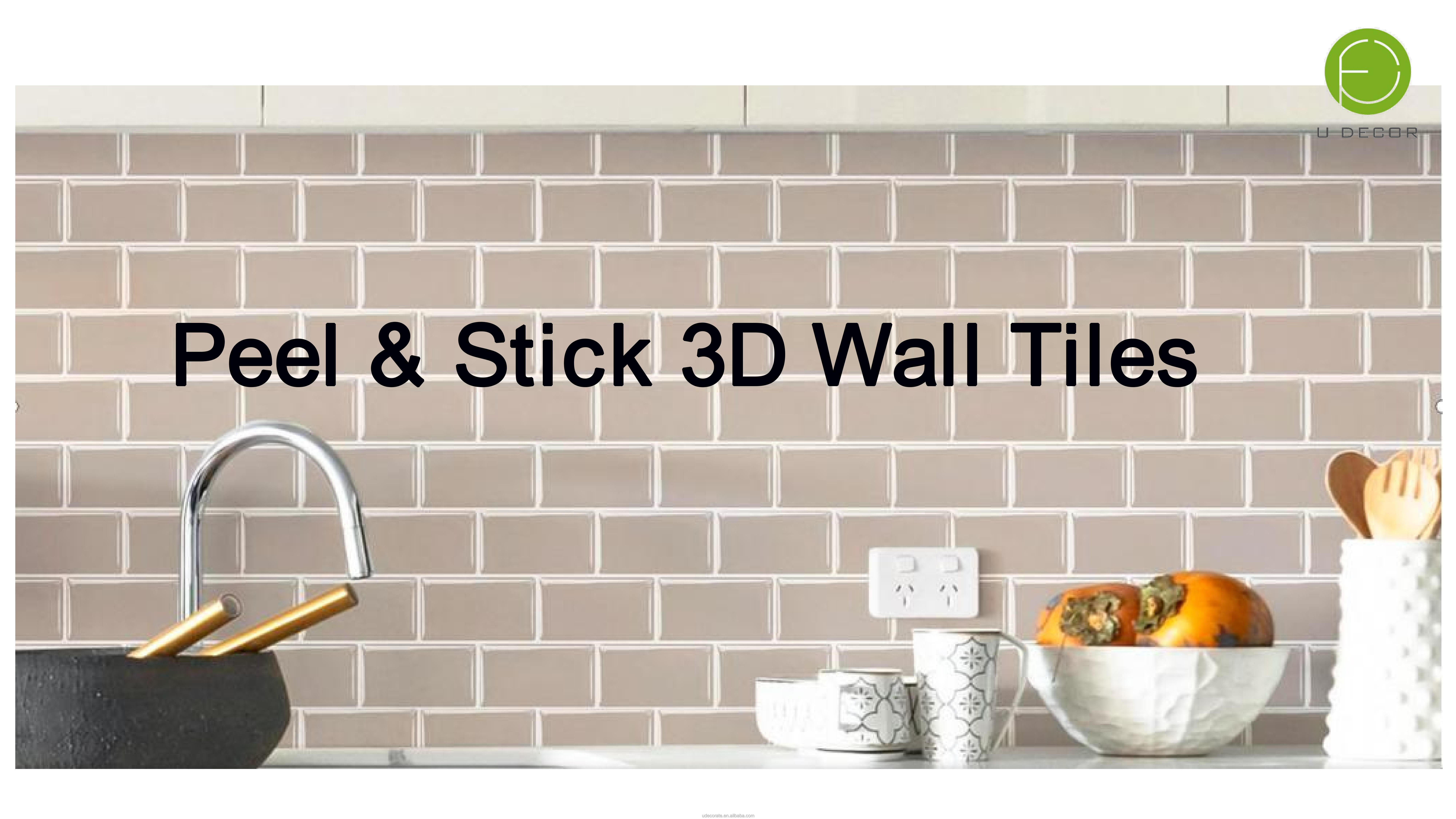 UDK 3D Waterproof Kitchen Wall Sticker Strong Adhesive Peel And Stick Tiles Home Wallpaper