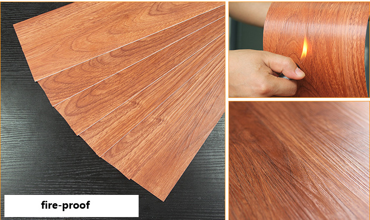 peel and stick wood grain floor covering fireproof plastic floor sticker decorative renovation modern material