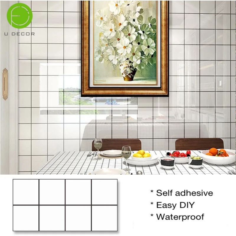 2023 UDK Bathroom Decor 3D Marble Tile Self Adhesive PVC Wall Sticker wallpaper wall paper Peel And Stick Wall Tiles sticker