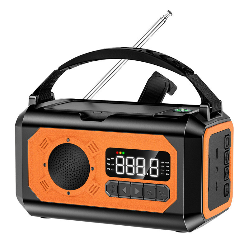 Outdoor Hand Operated Power Generation Radio Compass Flashlight Emergency Light Solar Radio