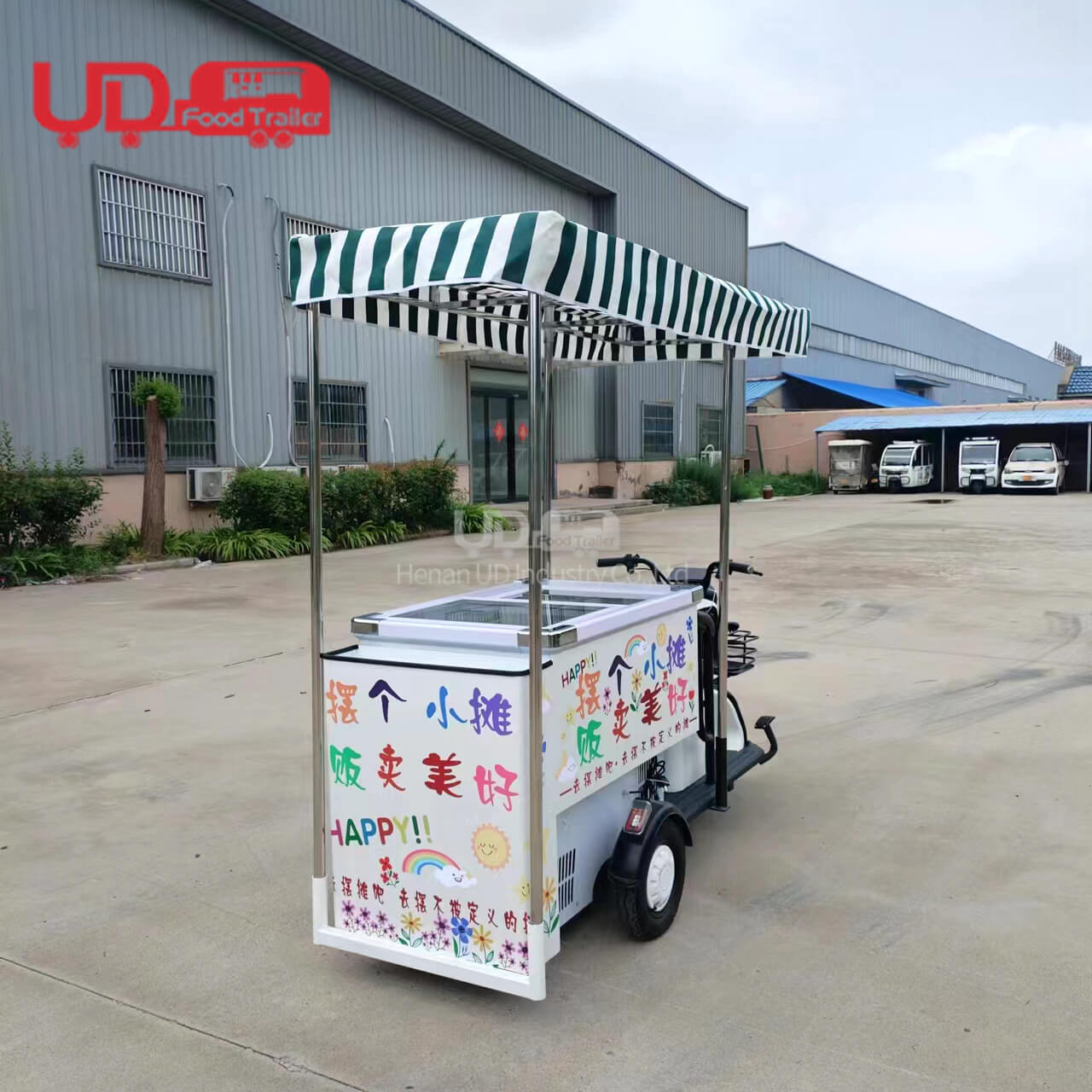 Mobile Food Cooler Italian Ice Cream Freezer Carts Tricycle Food Cart Mexican Ice Cream Cart With Wheels