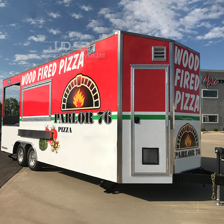 Stainless Steel Food Cart Pizza Oven Wood Fired Food Trailer BBQ Chicken Mobile Food Trucks With Equipment