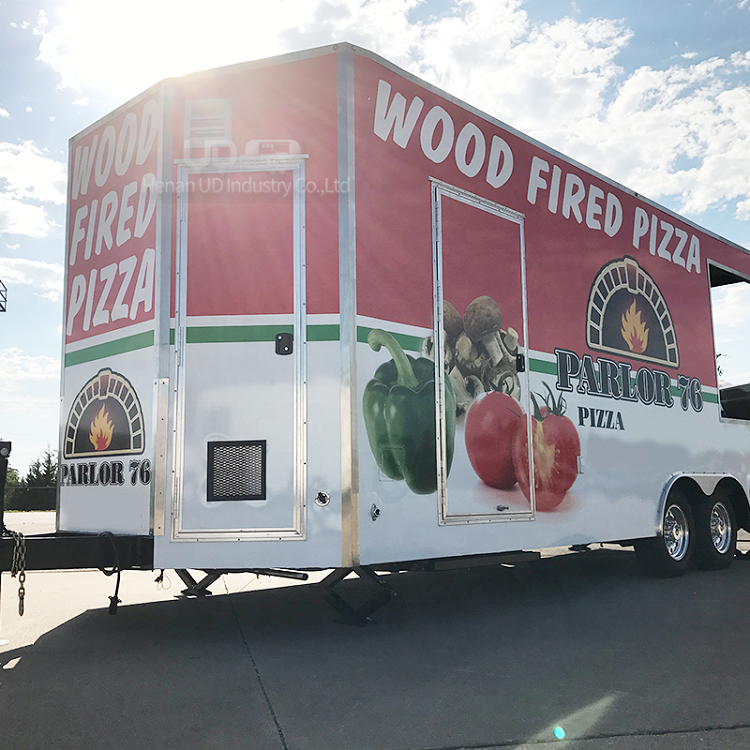 Stainless Steel Food Cart Pizza Oven Wood Fired Food Trailer BBQ Chicken Mobile Food Trucks With Equipment