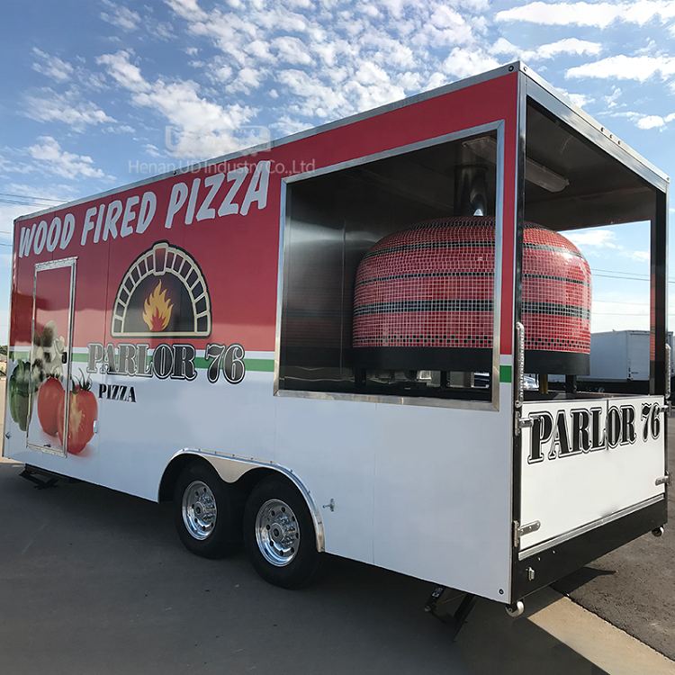 Stainless Steel Food Cart Pizza Oven Wood Fired Food Trailer BBQ Chicken Mobile Food Trucks With Equipment