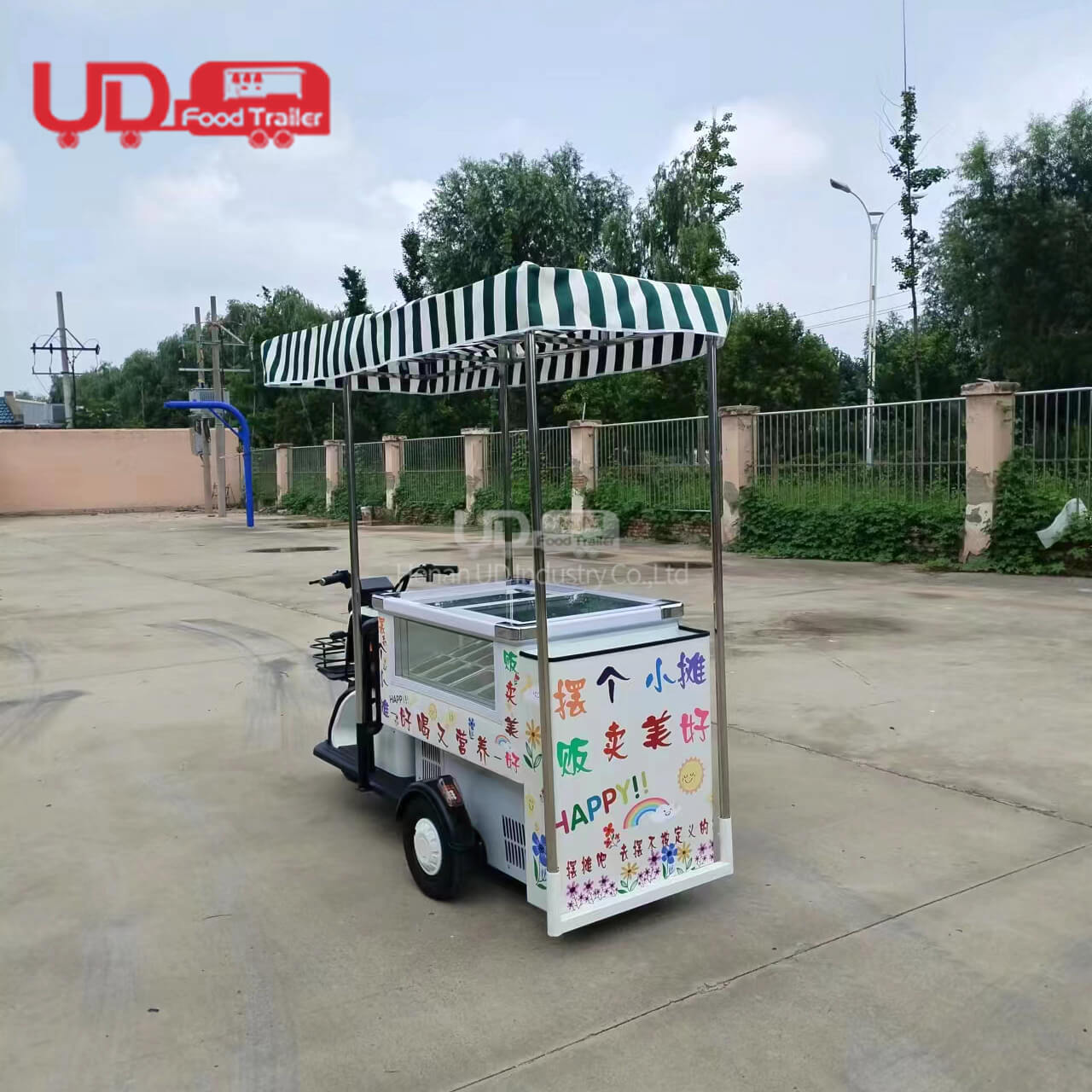 Mobile Food Cooler Italian Ice Cream Freezer Carts Tricycle Food Cart Mexican Ice Cream Cart With Wheels