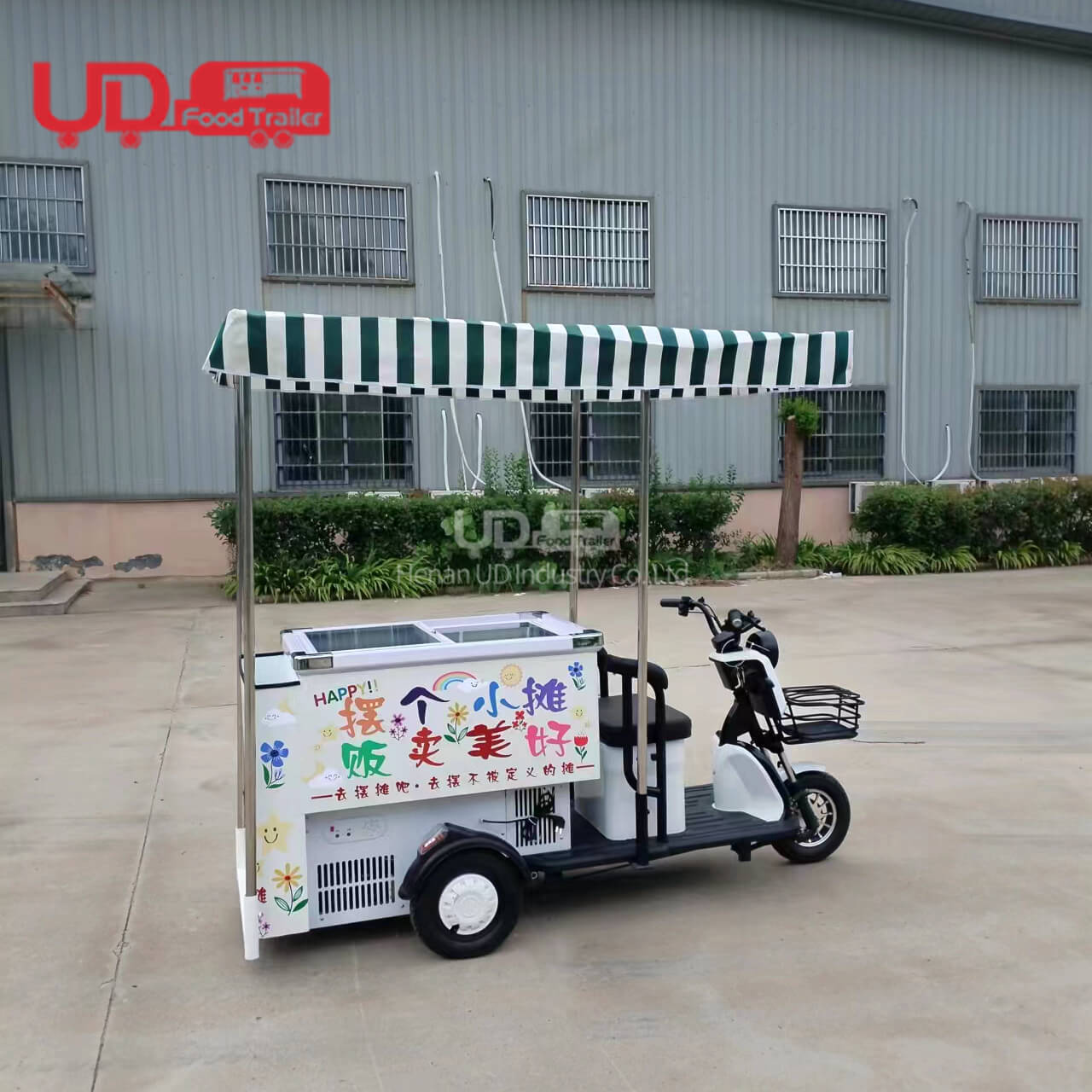 Mobile Food Cooler Italian Ice Cream Freezer Carts Tricycle Food Cart Mexican Ice Cream Cart With Wheels