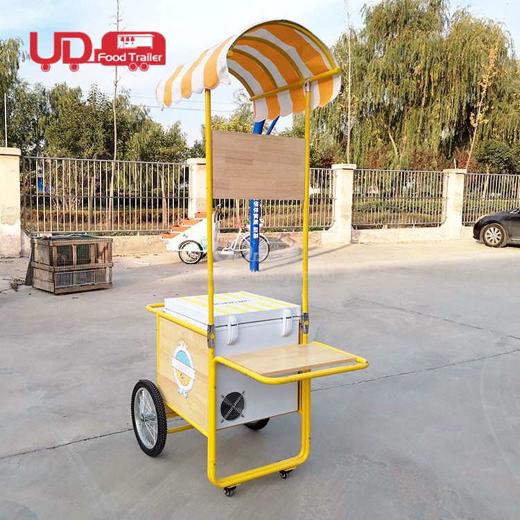 Cheap Mobile Hand Push Cart Snow Cone Push Trolley Hot Dog Gelato Trailers Ice Cream Cart For Sale