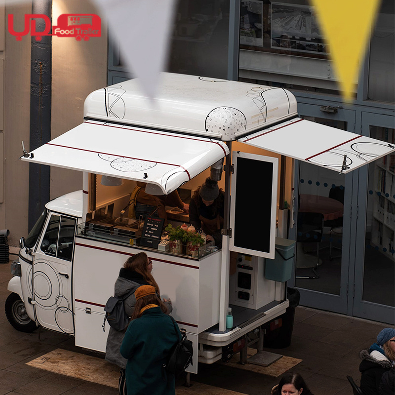 Street Electric Food Tricycle Hot Dog Cart Ice Cream Kiosk Mobile Fast Food Van Ape Food Truck