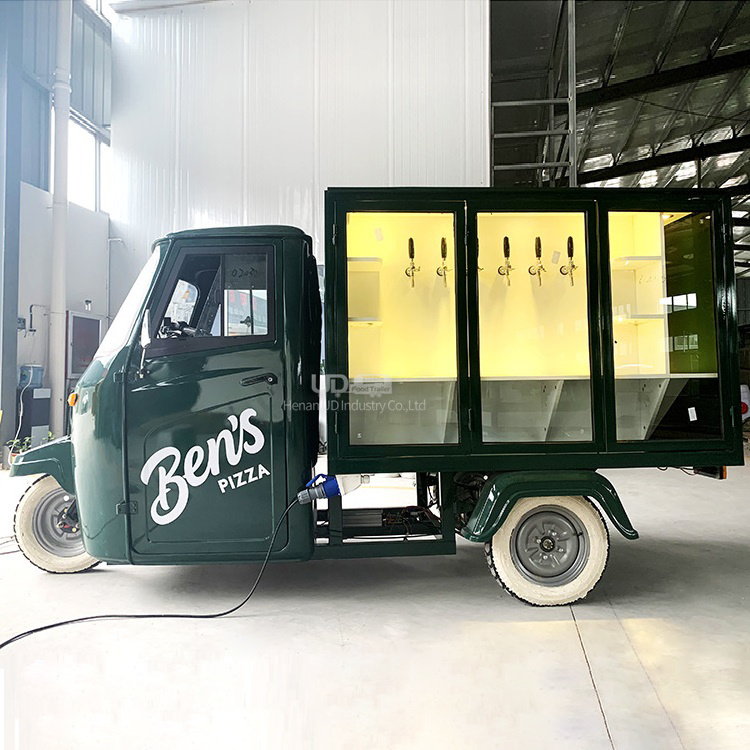 Electric Mini Food Truck Motorcycle Mobile Beer Bar Station 3 Wheel Tap Carts Wedding Wine Champagne Vending Cart