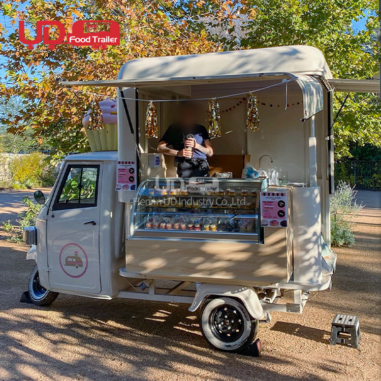 Custom Cupcake Coffee Cart 3 Wheel Mobile Ice Cream Snack Van Italian Food Car  Ape Food Truck For Sale