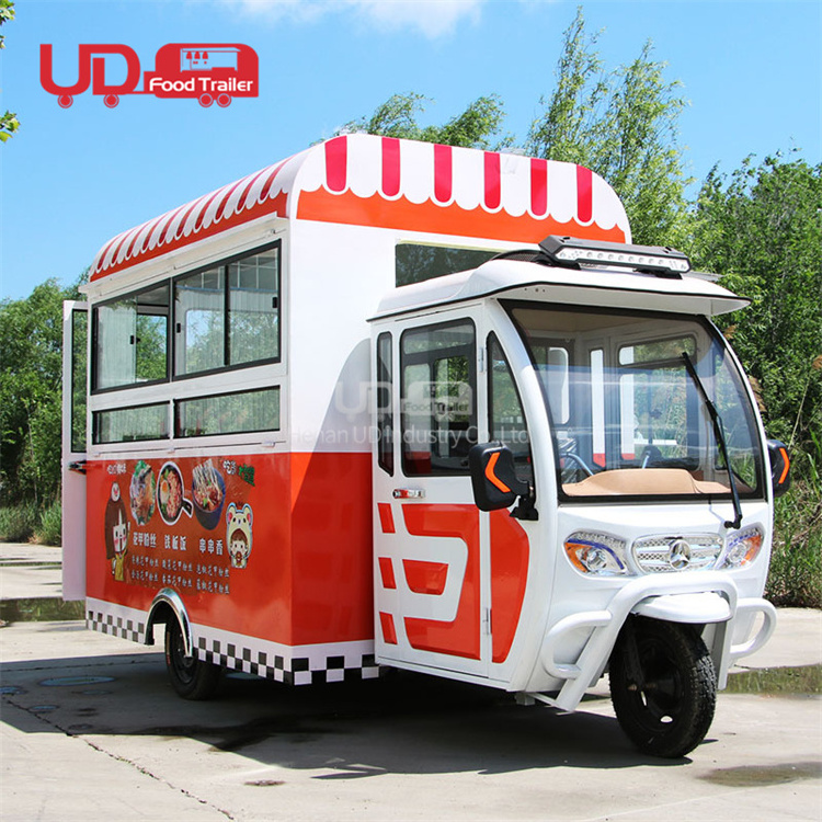 Street Food Cart Electric Food Tricycle Hot Dog Cart Coffee Van Mobile Kitchen Ice Cream Bike Food Truck