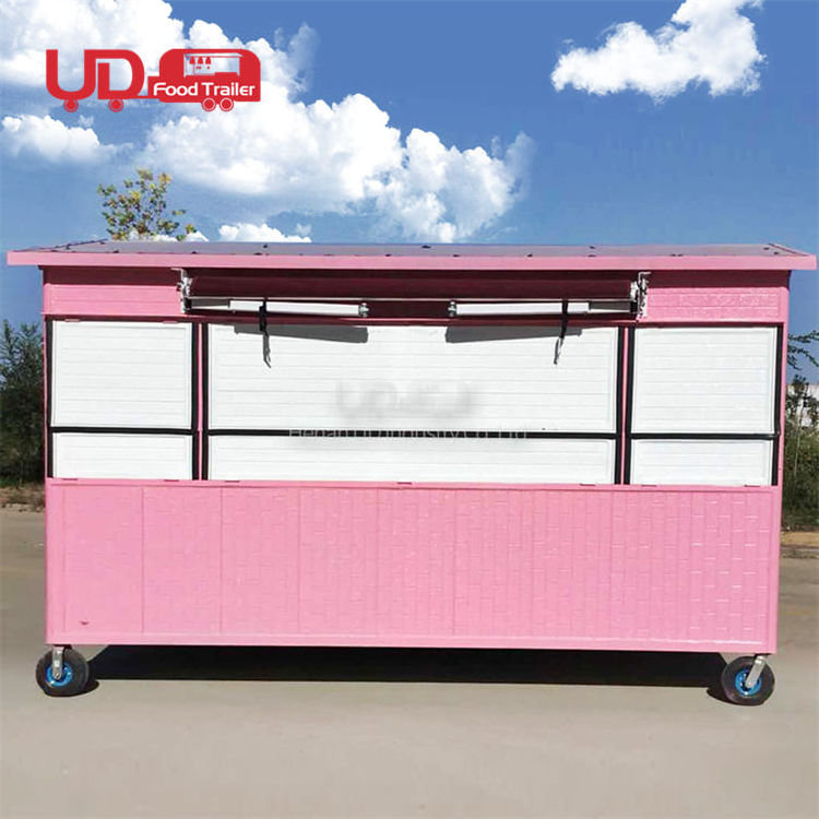 Muti-function Food Truck Street Custom Snack Cart Ice Cream Kiosk Pink Mobile Clothing Truck