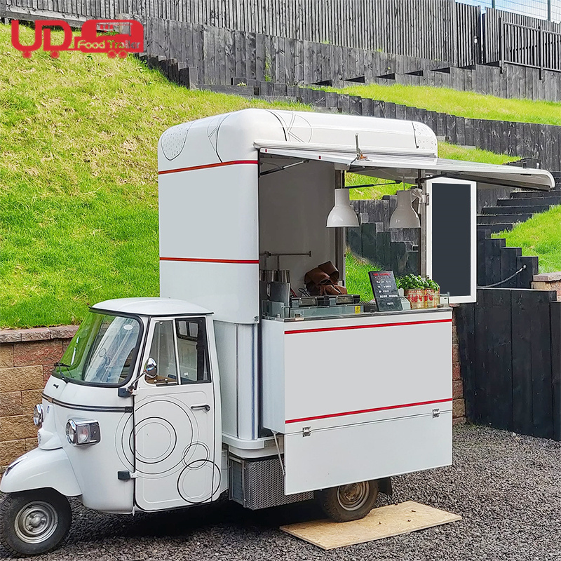 Street Electric Food Tricycle Hot Dog Cart Ice Cream Kiosk Mobile Fast Food Van Ape Food Truck