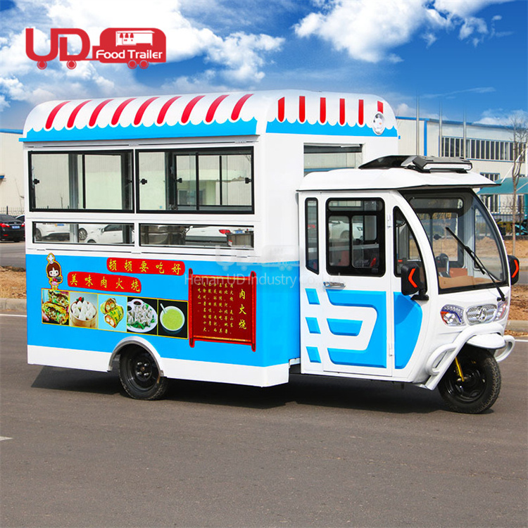 Street Food Cart Electric Food Tricycle Hot Dog Cart Coffee Van Mobile Kitchen Ice Cream Bike Food Truck