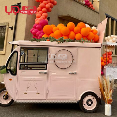 3 Wheel Electric Food Cart Mobile Beer Bar Tap Coffee Tricycle Tuk Tuk Food Truck Pink Drinks Van For Sale