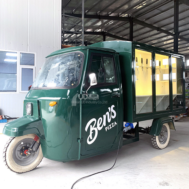 Electric Mini Food Truck Motorcycle Mobile Beer Bar Station 3 Wheel Tap Carts Wedding Wine Champagne Vending Cart