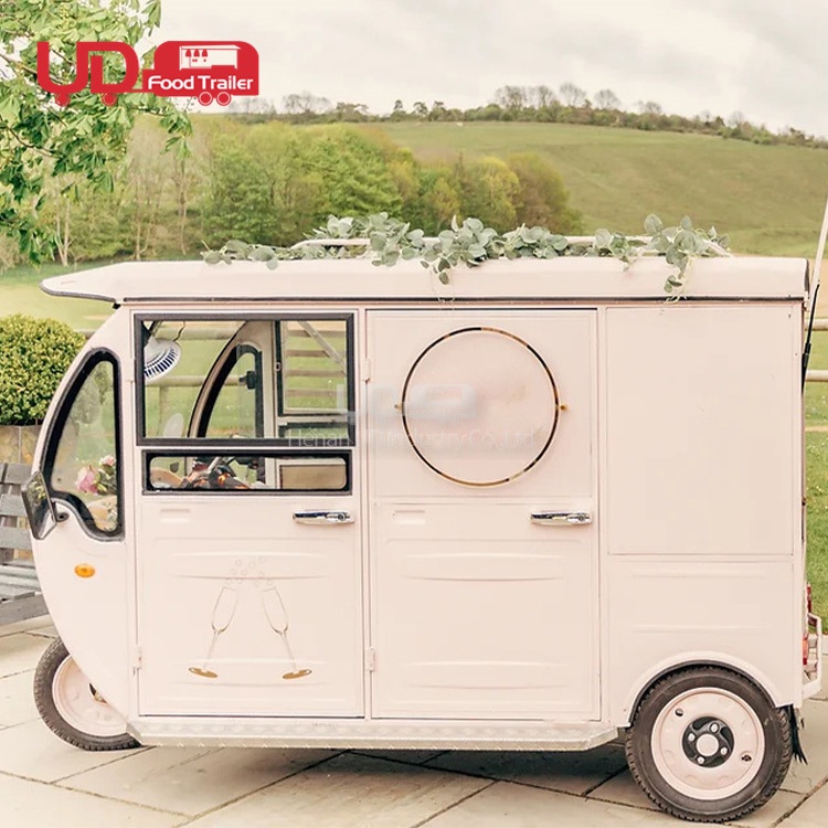 3 Wheel Electric Food Cart Mobile Beer Bar Tap Coffee Tricycle Tuk Tuk Food Truck Pink Drinks Van For Sale