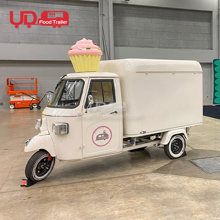 Custom Cupcake Coffee Cart 3 Wheel Mobile Ice Cream Snack Van Italian Food Car  Ape Food Truck For Sale