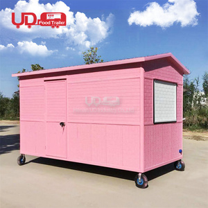 Muti-function Food Truck Street Custom Snack Cart Ice Cream Kiosk Pink Mobile Clothing Truck