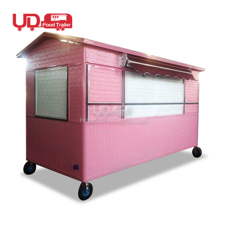 Muti-function Food Truck Street Custom Snack Cart Ice Cream Kiosk Pink Mobile Clothing Truck