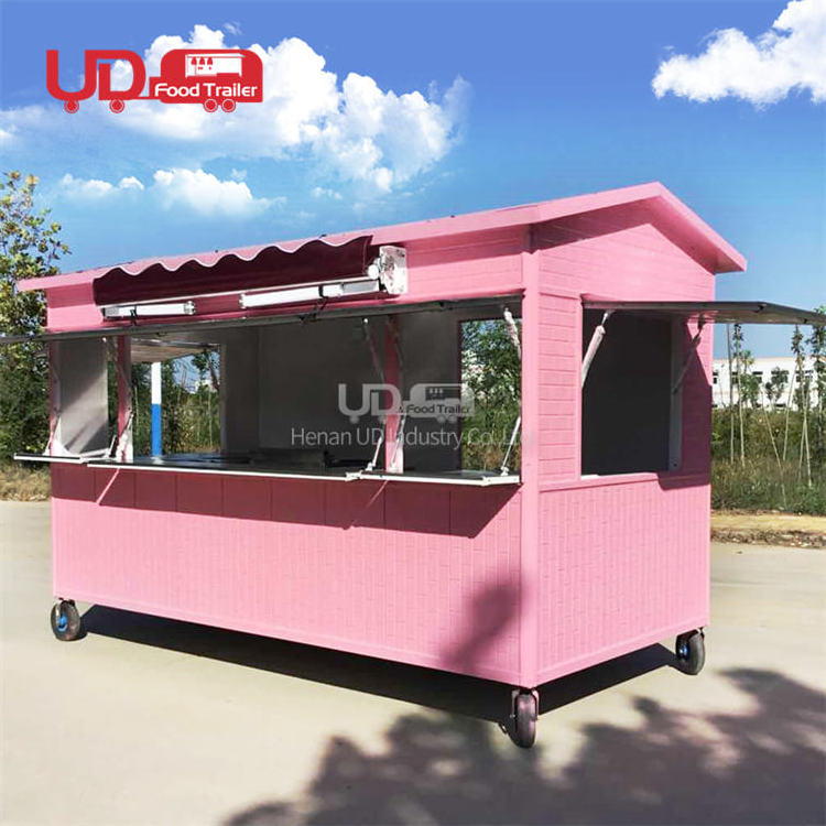 Muti-function Food Truck Street Custom Snack Cart Ice Cream Kiosk Pink Mobile Clothing Truck