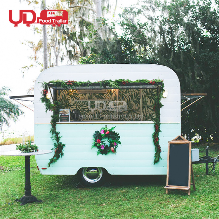 Ice Cream Kiosk Coffee Van Flower Dessert Candy Carts Fast Food Truck Vintage Mobile Bar Food Trailer For Wedding