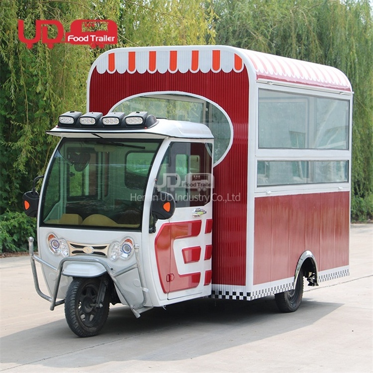 Street Food Cart Electric Food Tricycle Hot Dog Cart Coffee Van Mobile Kitchen Ice Cream Bike Food Truck