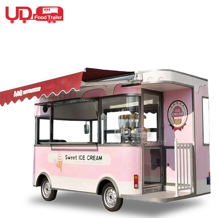 Electric 4 Wheels Fast Food Truck Hot Dog Cart Taco Truck Ice Cream Kiosk Mobile Coffee Shop For Sale