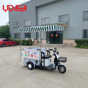 Mobile Food Cooler Italian Ice Cream Freezer Carts Tricycle Food Cart Mexican Ice Cream Cart With Wheels